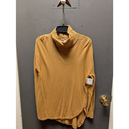 Chelsea28 round hem SMALL Turtleneck Tunic Sweater Beige Stretch Cotton Blend