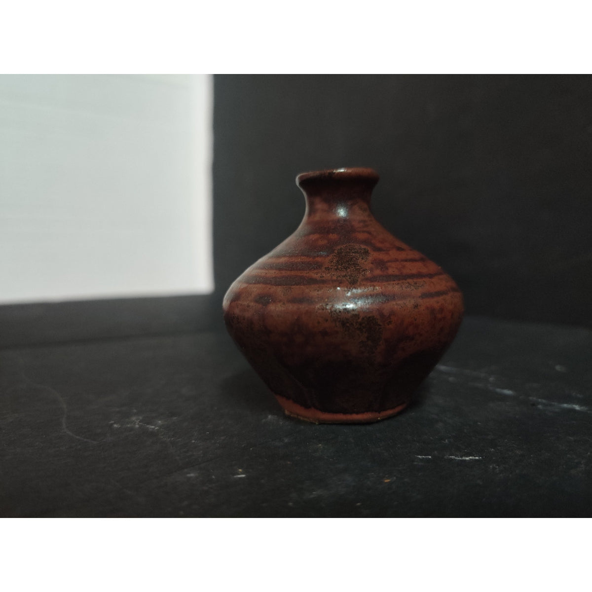 Vintage Studio Pottery Brown Miniature Bud Vase Handcrafted Small Art Pottery