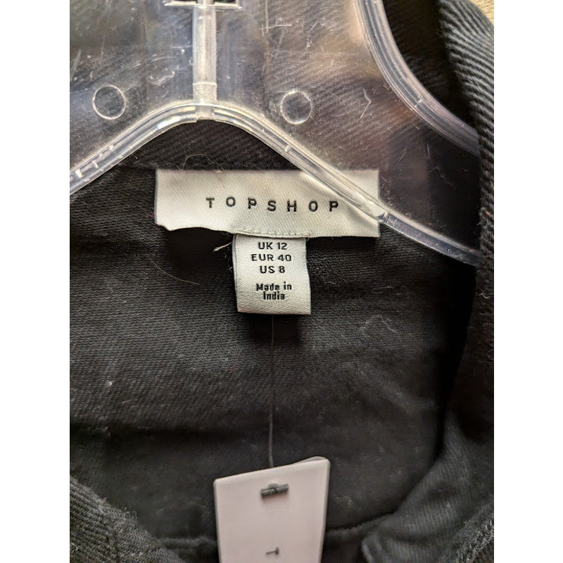 Topshop NEW Size 8 Black Oversized top long sleeve front pockets Button down