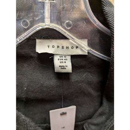 Topshop NEW Size 8 Black Oversized top long sleeve front pockets Button down