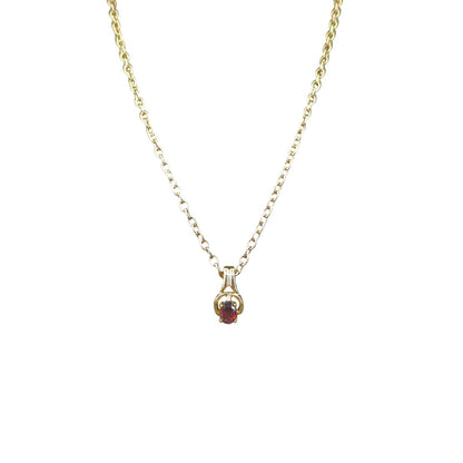 Vintage Fashion Necklace Gold-Tone Teardrop Pendant Necklace Ruby Red Stone 18"