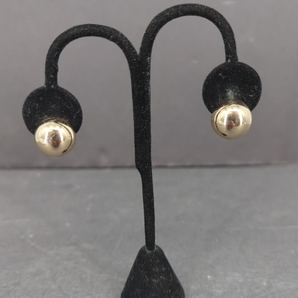 Vintage 1960s Mid Century Gold Tone Smooth Dome Button Clip On Earrings