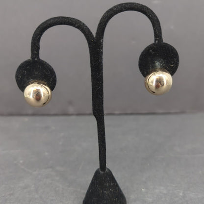 Vintage 1960s Mid Century Gold Tone Smooth Dome Button Clip On Earrings