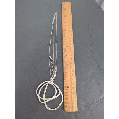 Vintage Interlocking Hoops Necklace Long Pendant Modernist Organic sculpture