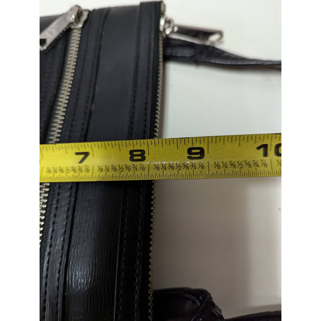 Longaberger To Go Woven Basket Braided Black Leather satchel Shoulder Bag Purse
