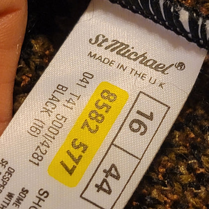 Vintage St. Michael Size 16 / 44 sweater Black Gold button up Mohair blend 90s