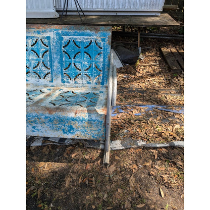 Vintage Mid-Century Blue Metal 3-Seater Patio Glider Bench Top Project