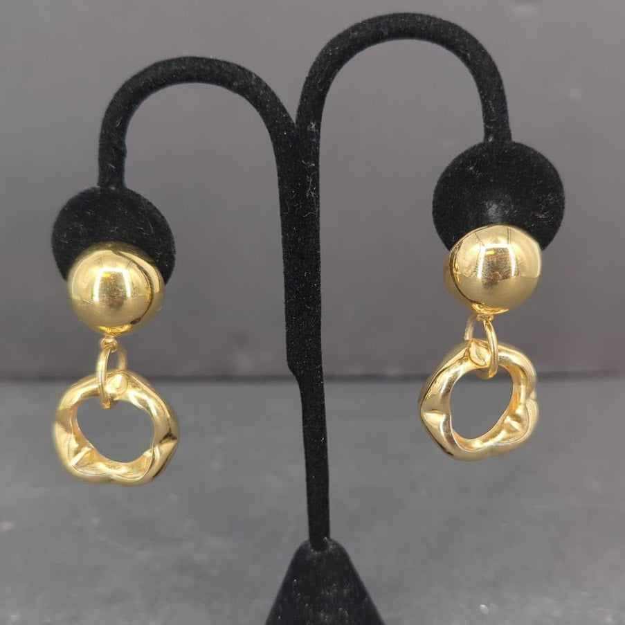 Vintage Gold Tone Swirl Knot Clip On Earrings Retro Jewelry Dangle MCM minimal
