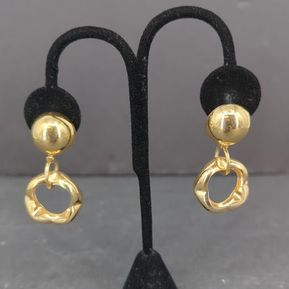 Vintage Gold Tone Swirl Knot Clip On Earrings Retro Jewelry Dangle MCM minimal