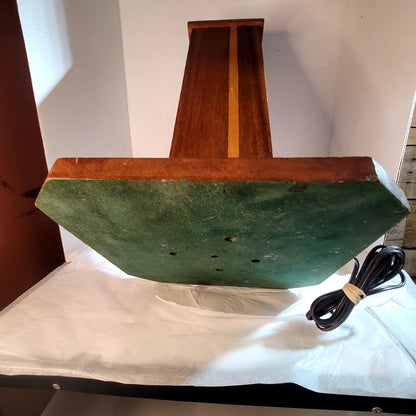 MCM Inlaid Wood Pillar Table Lamp on base Two Tone Mid-Century Modern MCM