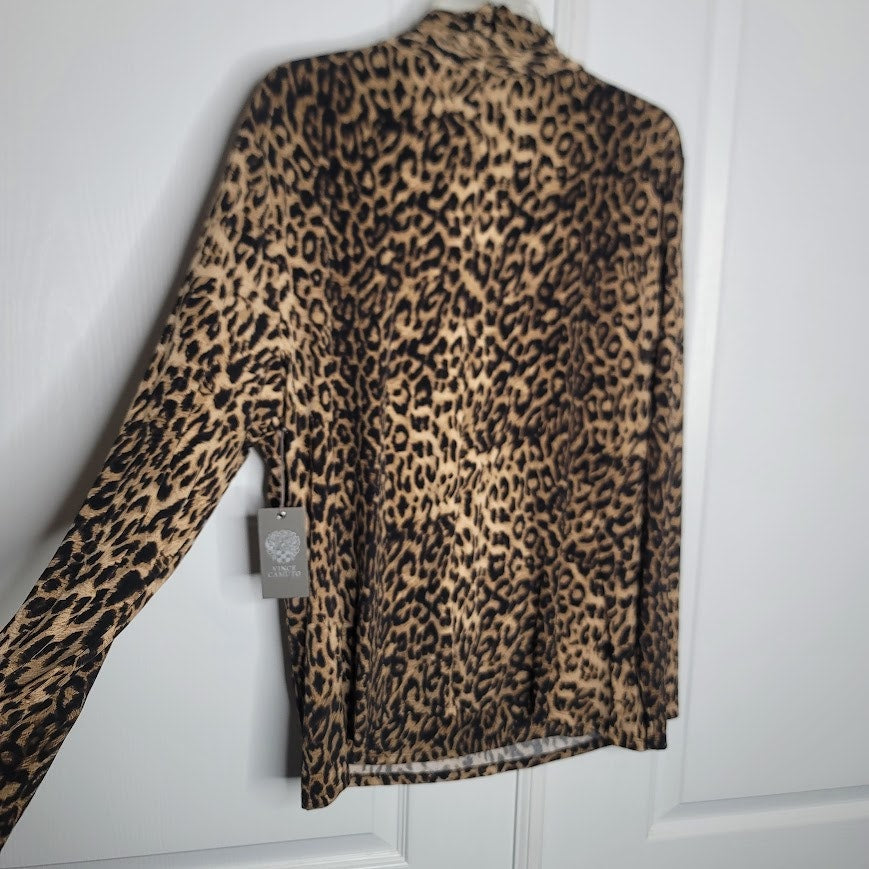 Vince Camuto Leopard Print Long Sleeve Blouse Top Size XXL NEW Stretchy