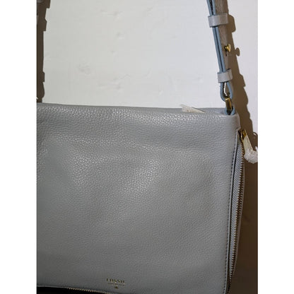 Fossil Preston Small Expandable Crossbody Bag Pastel Blue Leather NWT Travel