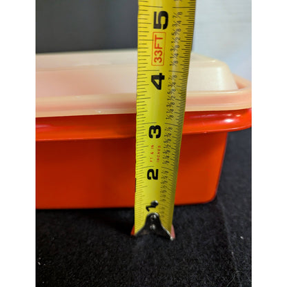 Vintage Tupperware Servalier Orange Loaf Pan Container with Sheer Lid