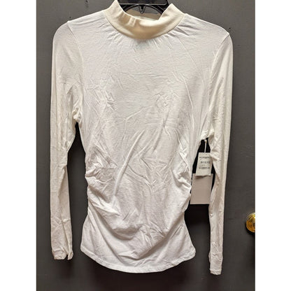 Chelsea28 Ruched Sides Mock Neck Long Sleeve Top Size Small White NWT