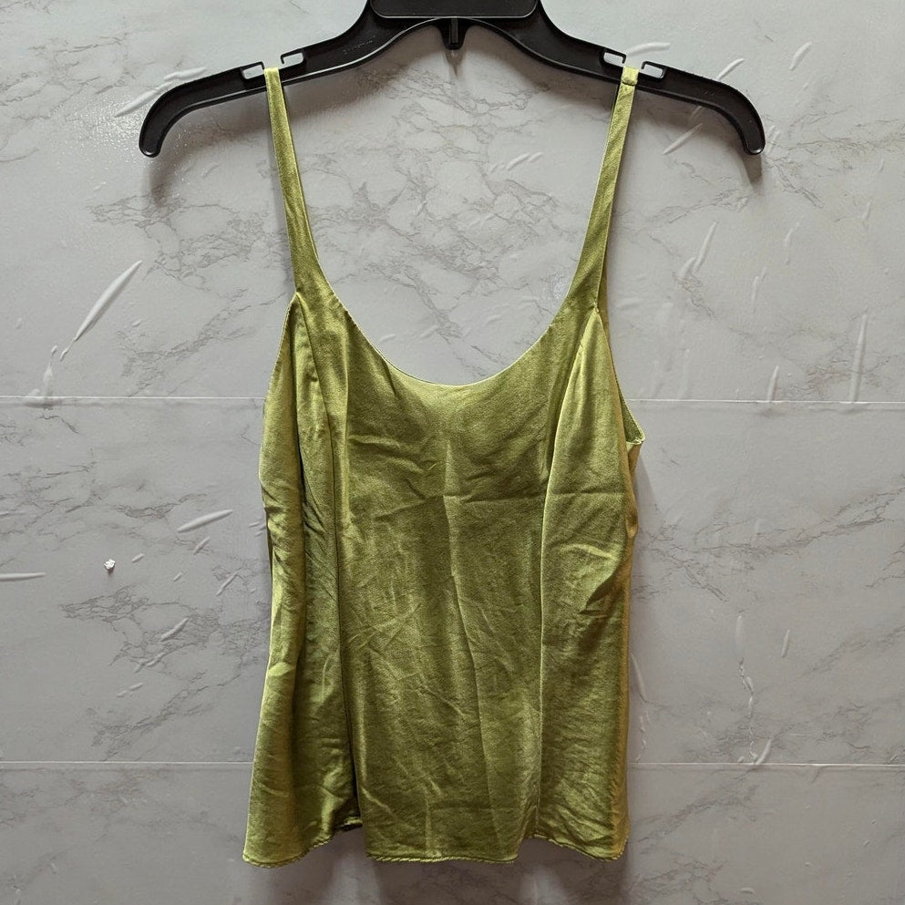 Victoria's Secret Y2K Chartreuse 100% Silk Open Back Camisole Cami Top Small
