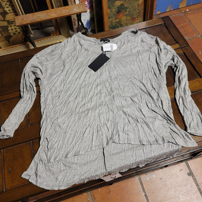 Gibsonlook High Low Heather Grey Long sleeve lightweight Top blouse Women Large