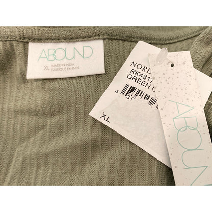 Abound V-Neck Button Front Short Sleeve Top Sz XL/Extra Large in Green Dune NWT