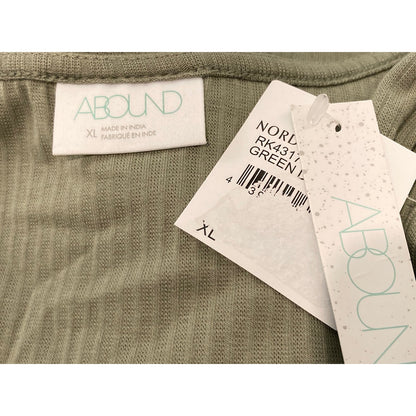 Abound V-Neck Button Front Short Sleeve Top Sz XL/Extra Large in Green Dune NWT
