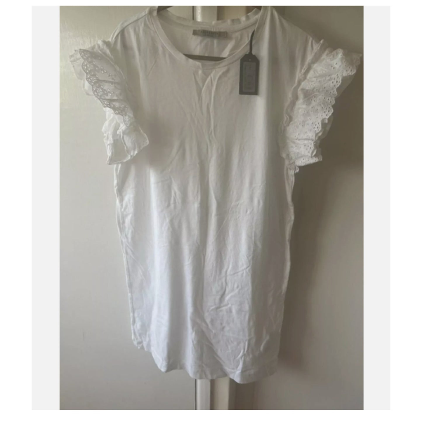 All saints Senna Adelaide eyelet tee dress size XS NEW $120 cHALK white Flutter