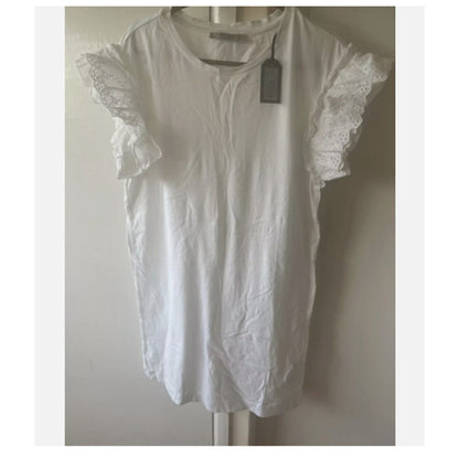 All saints Senna Adelaide eyelet tee dress size XS NEW $120 cHALK white Flutter