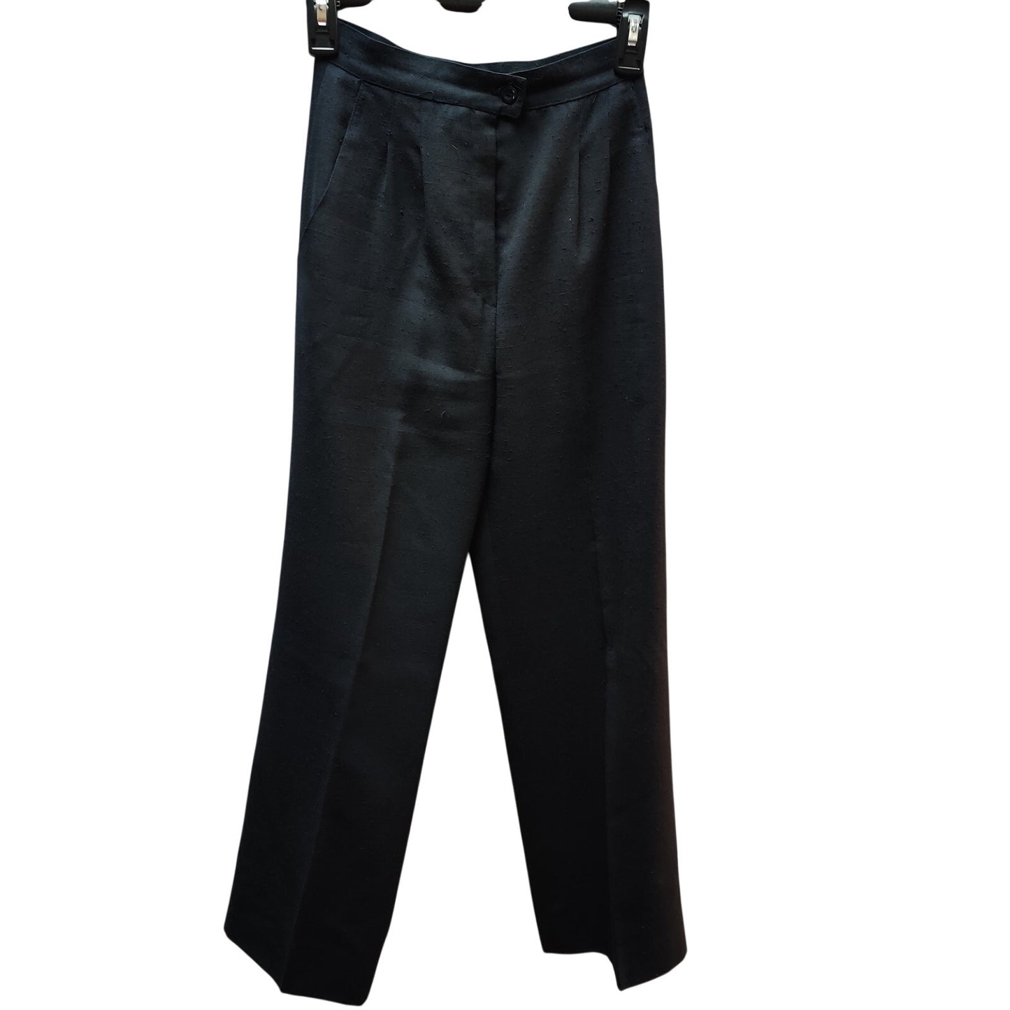 Antonio Melani Nubby Linen Pleated Pants 4 High Waist Wide Leg Charcoal Black