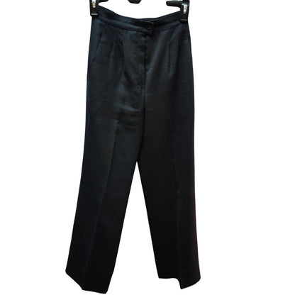 Antonio Melani Nubby Linen Pleated Pants 4 High Waist Wide Leg Charcoal Black