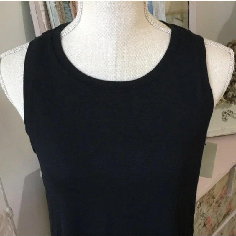 HALOGEN Keyhole Split Back Muscle Tank Top in Black Extra Large NEW short sleeve