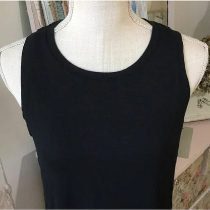 HALOGEN Keyhole Split Back Muscle Tank Top in Black Extra Large NEW short sleeve