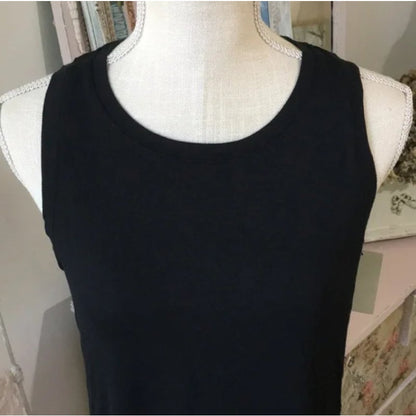 HALOGEN Keyhole Split Back Muscle Tank Top in Black Extra Large NEW short sleeve
