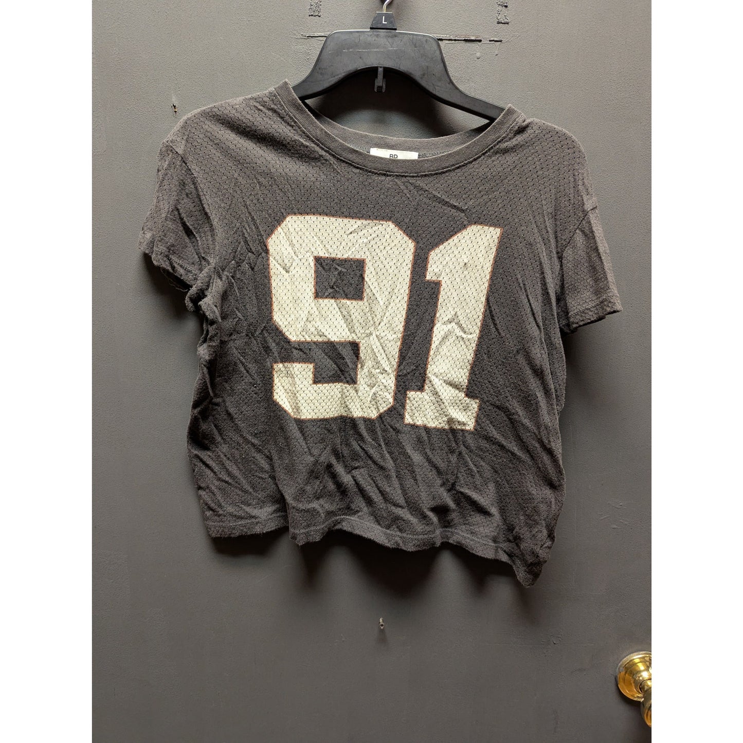 BP. Gray "91" Graphic Crop Top Short Sleeve Size 2XS NWT