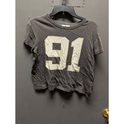 BP. Gray "91" Graphic Crop Top Short Sleeve Size 2XS NWT