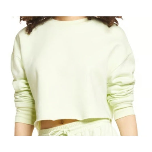 NWT BP. Long Sleeve Cropped Side Vent Sweatshirt Sz Medium in Green Limecream