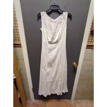 Antique Edwardian Era nightgown slip dress tea gown White cotton sleeveless