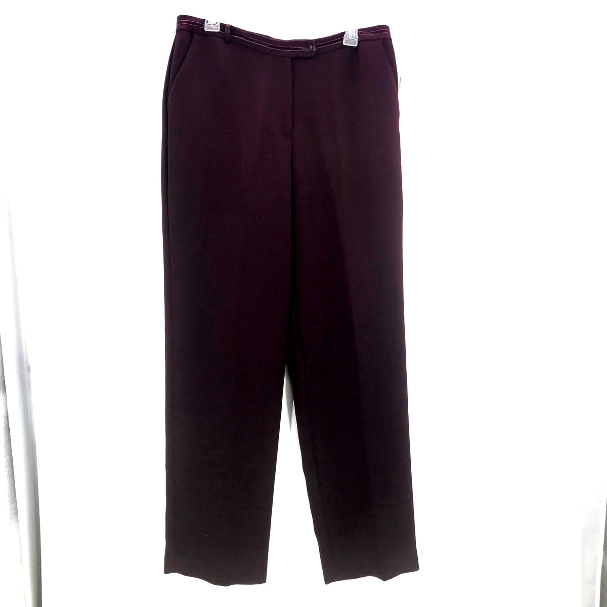 Evan-Picone deep burgundy Stretch Ribbon Waistband Dress Pants Belt Looops 14