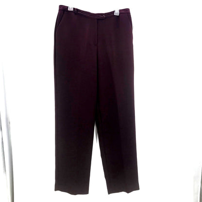 Evan-Picone deep burgundy Stretch Ribbon Waistband Dress Pants Belt Looops 14
