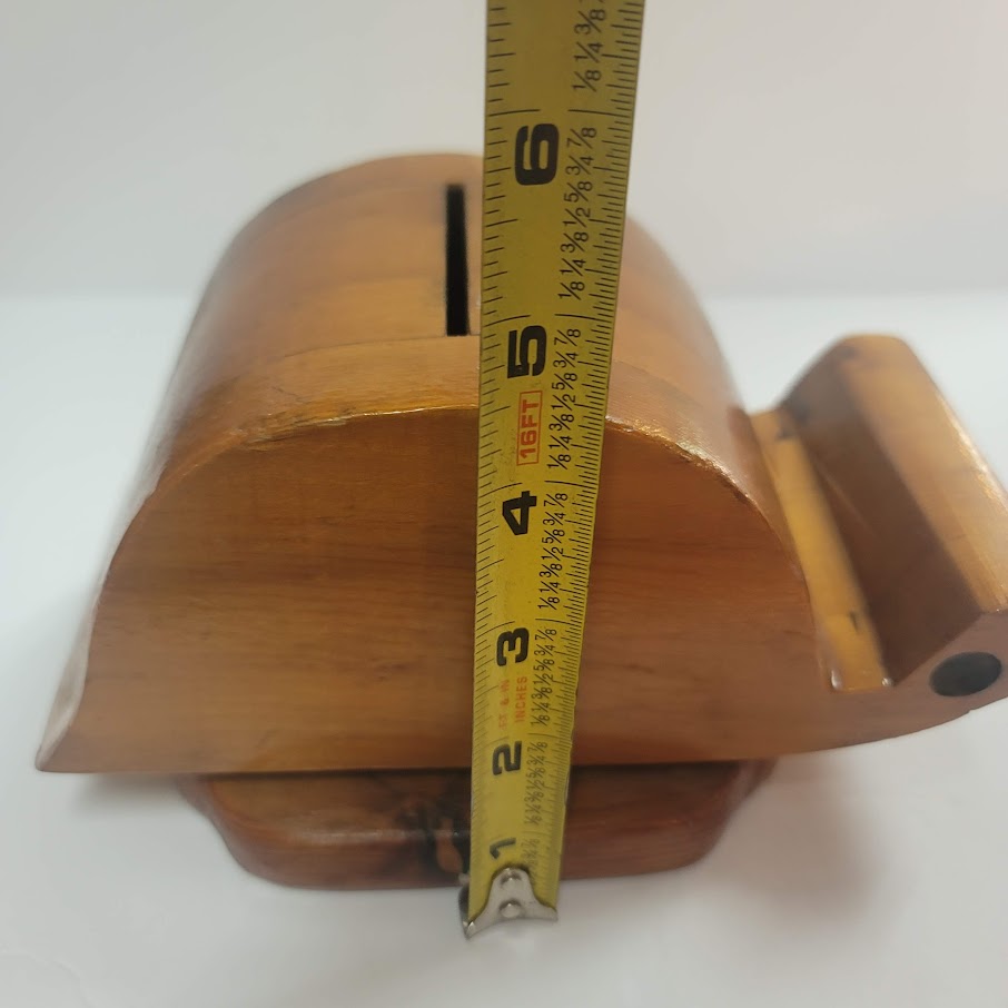 Vintage handmade wood SNAIL bank Piggy 2 pc. pedestal UNIQUE gift