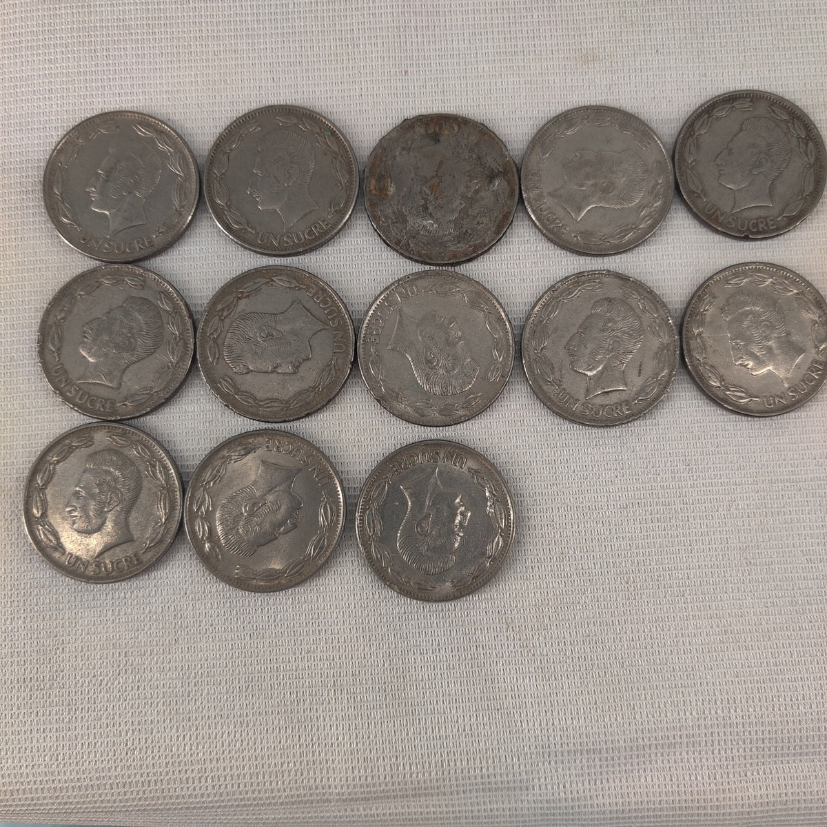 Ecuador 1 Sucre 1979 Nickel Clad Steel Coins Bulk Collection Lot of 13