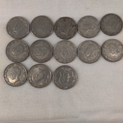 Ecuador 1 Sucre 1979 Nickel Clad Steel Coins Bulk Collection Lot of 13