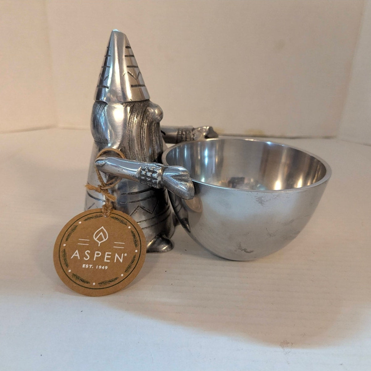 Aspen Home Metal Gnome Serving Bowl Character Candy Dish Cast Aluminum 6.5"