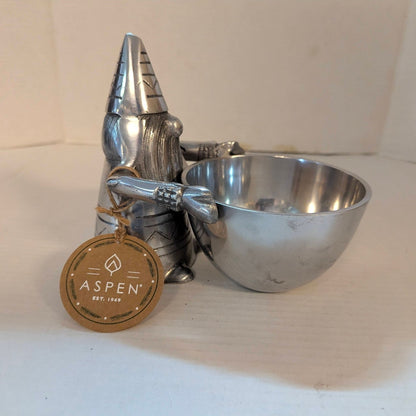 Aspen Home Metal Gnome Serving Bowl Character Candy Dish Cast Aluminum 6.5"