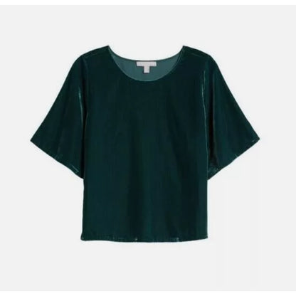 Chelsea28 Women's Drapey Velvet Crewneck Top In Green Ponderosa Medium MSRP $49