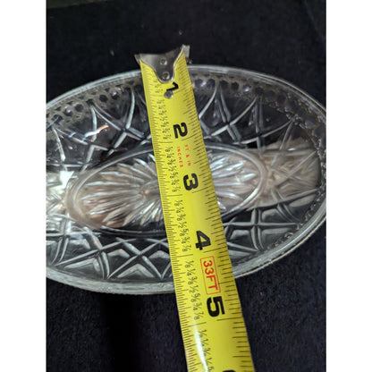 Vintage Cut Glass & Pierced Silverplate Relish Dish Set