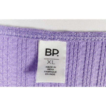 NWT BP Henley Lettuce-Edge Long Sleeve Crop Top Sz XL/Extra Large Purple Paisley