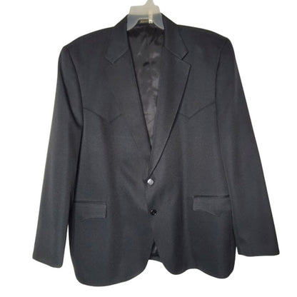 Circle S Black Western Cowboy Blazer Sport Coat with Pointed Yoke Details 52L