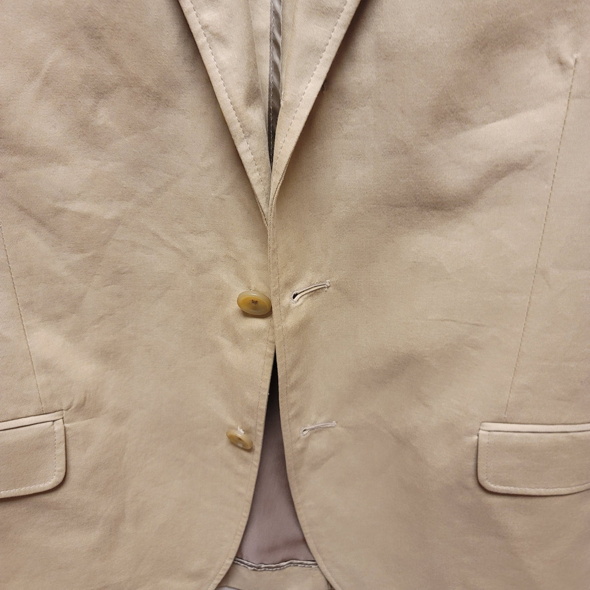 J. Crew blazer Men 40 Regular Tan Double button cotton lined jacket coat Italian