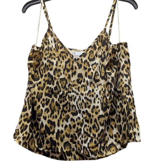 Abound Tan Leopard Camisole VNEck Blouse Tank Top Size MEDIUM