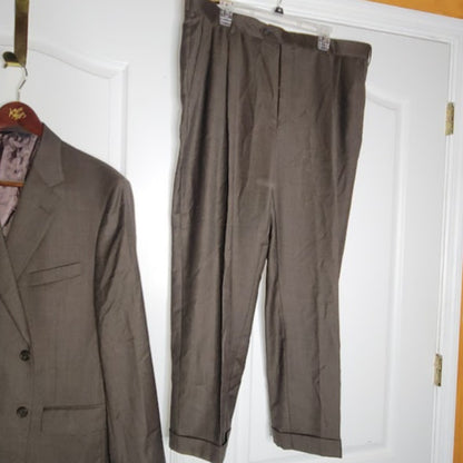 Vintage 80s Brooks Brothers 346 Stretch Pants W42 L31 Brown Cuffed Pant Pleated