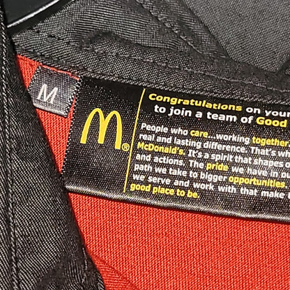 McDonald's Official Employee Server Uniform Polo Shirt Medium Red Black Workwear