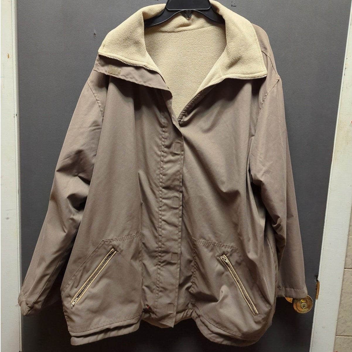 Outbrook Woman Tan Full Zip Jacket Fleece Lined Gorpcore Minimalist Size 1X