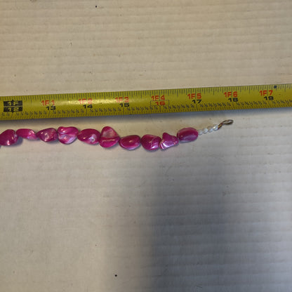 Vintage Acrylic Hot Pink Mother of Pearl Shell Nugget Choker Necklace
